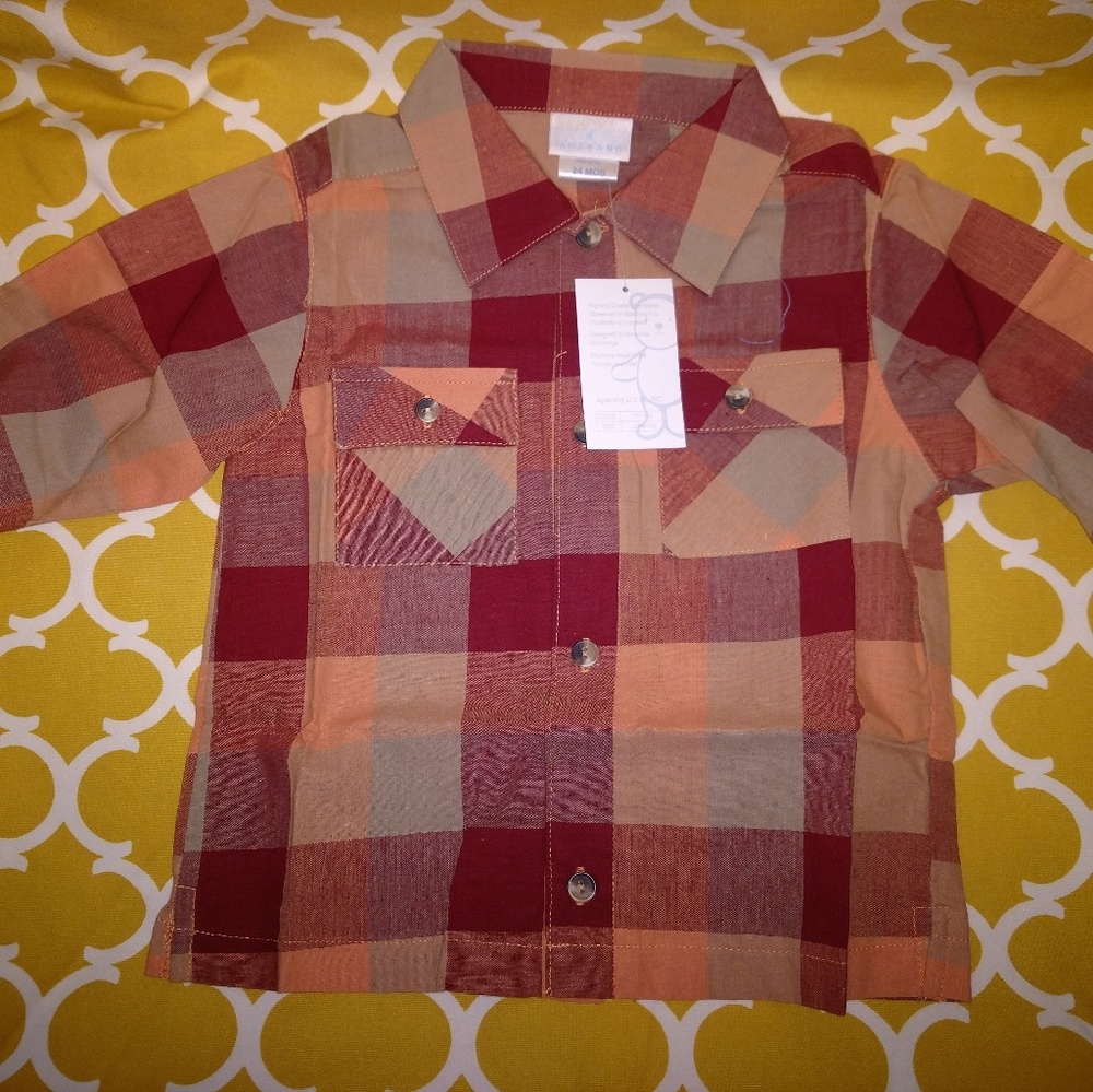 New Agabang Size 24 Months Plaid Button Down Top